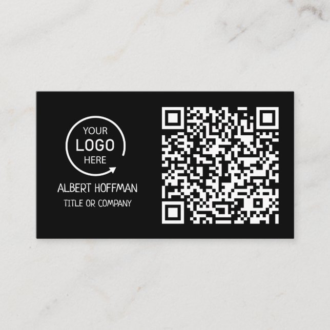 QR Code Business Logo | Black Modern Professional  Calling Card (Front)