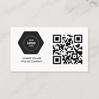 QR Code Business Logo | Black Modern Professional  Card
