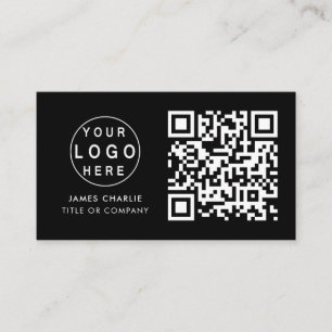 QR Code Business Logo   Black Modern Professional Card