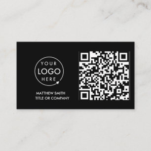 QR Code Business Logo   Black Modern Professional  Card