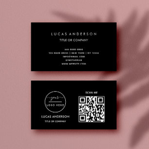 QR Code Business Logo   Black Modern Professional  Card