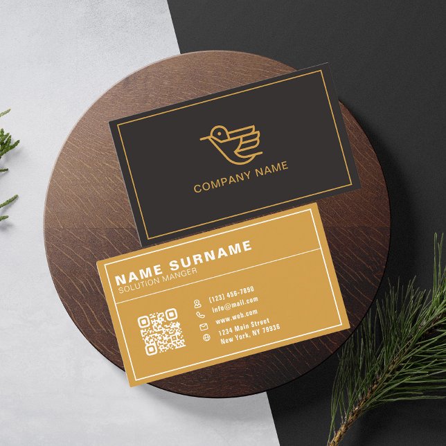 QR Code Business Logo | Black Modern Professional  Card (Creator Uploaded)