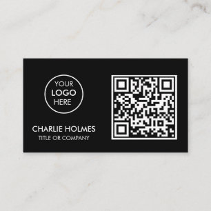 QR Code Business Logo   Black Modern Professional  Card