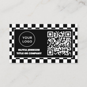 QR Code Business Logo Black Retro Professional Card