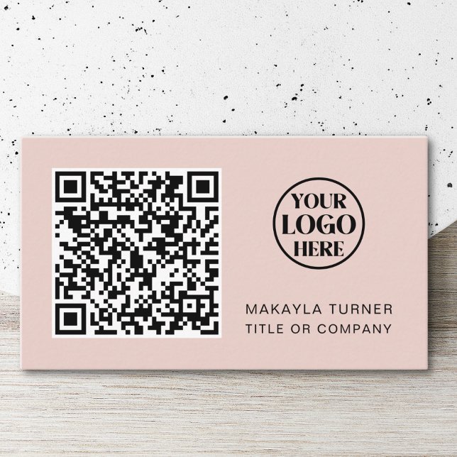 QR Code Business Logo Blush Pink Professional Card (Creator Uploaded)