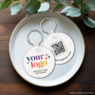 QR Code Business Logo Branded Keychain