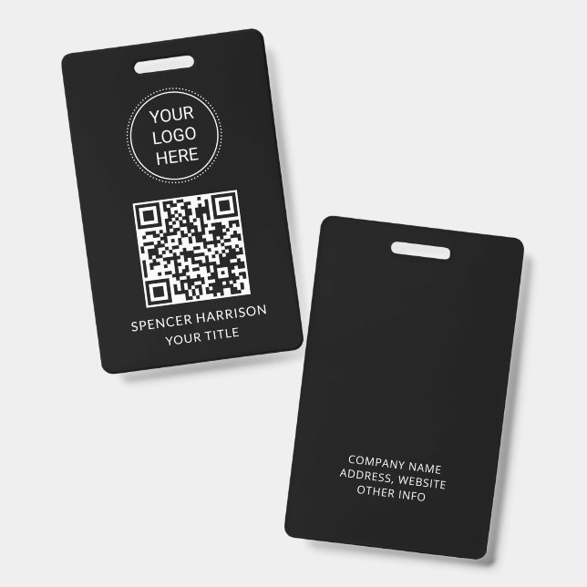 QR Code Business Logo Business Event Badge (Front & Back)