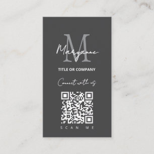 QR Code Business Logo Dark Grey Modern Card