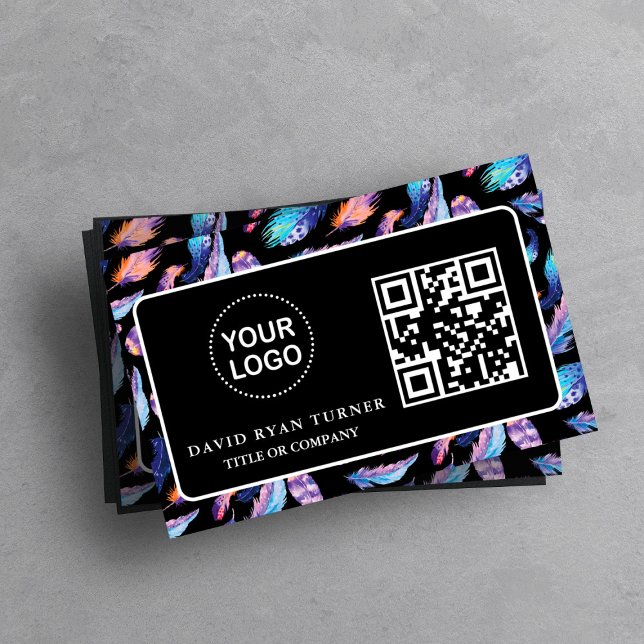 QR Code Business Logo Gold Black Professional   Card (Creator Uploaded)