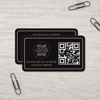 QR Code Business Logo Gold Black Professional    Card