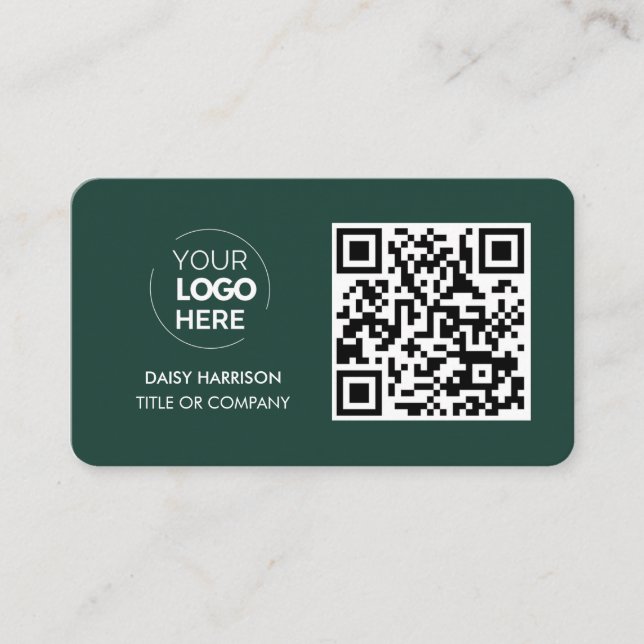 QR Code Business Logo | Green Modern Professional Business Card (Front)