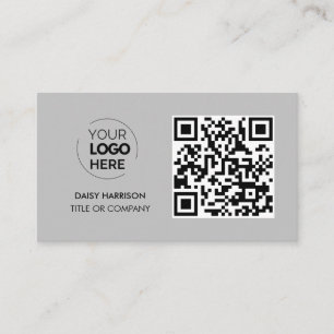 QR Code Business Logo   Grey Modern Professional Card
