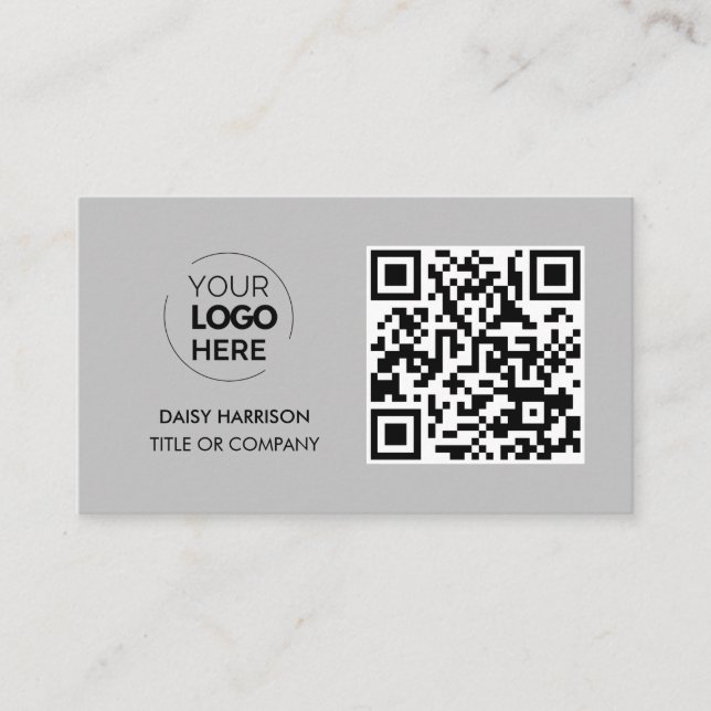 QR Code Business Logo | Grey Modern Professional Card (Front)