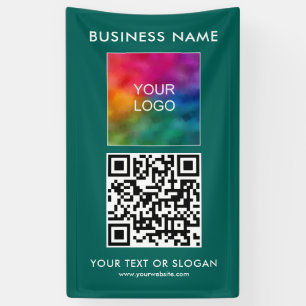 QR Code Business Logo Here Vertical Modern Outdoor Banner