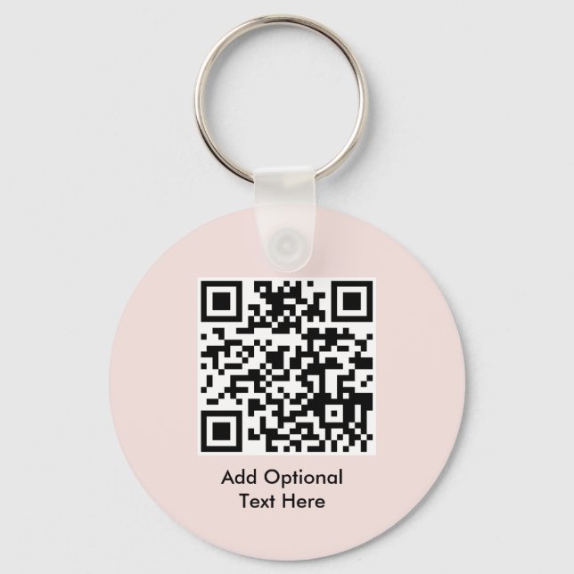 QR Code Business Logo Keychain | Blush Pink (Front)