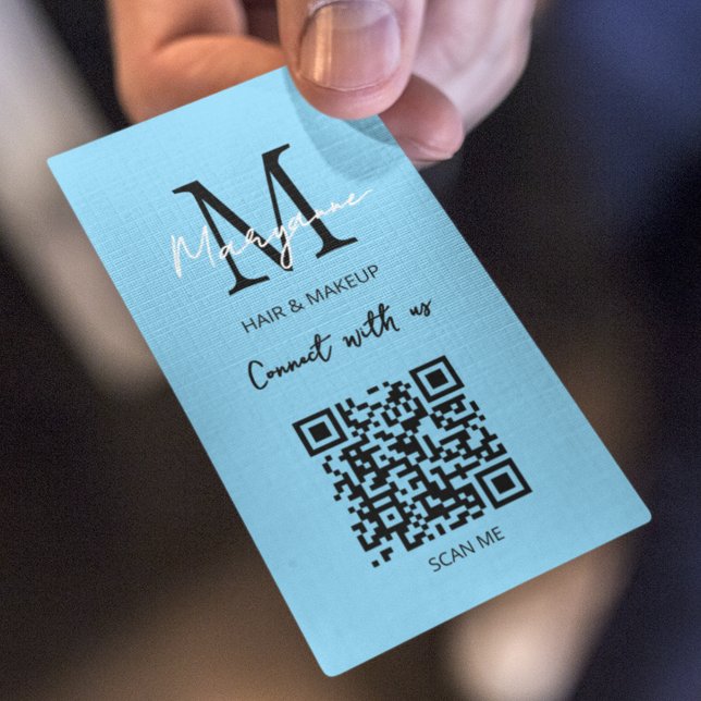QR Code Business Logo Light Blue Business Card (Creator Uploaded)