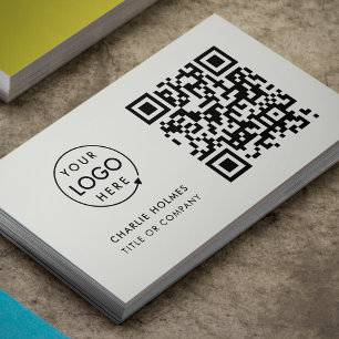 QR Code Business Logo   Minimal Gray Professional Card