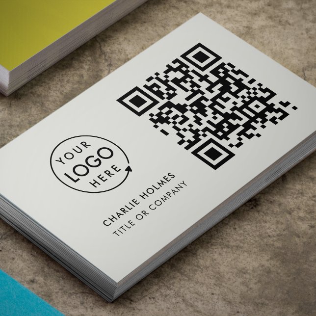 QR Code Business Logo | Minimal Gray Professional Card (Gray QR code business card by Guava, ideal for modern entrepreneurs and creative professionals)