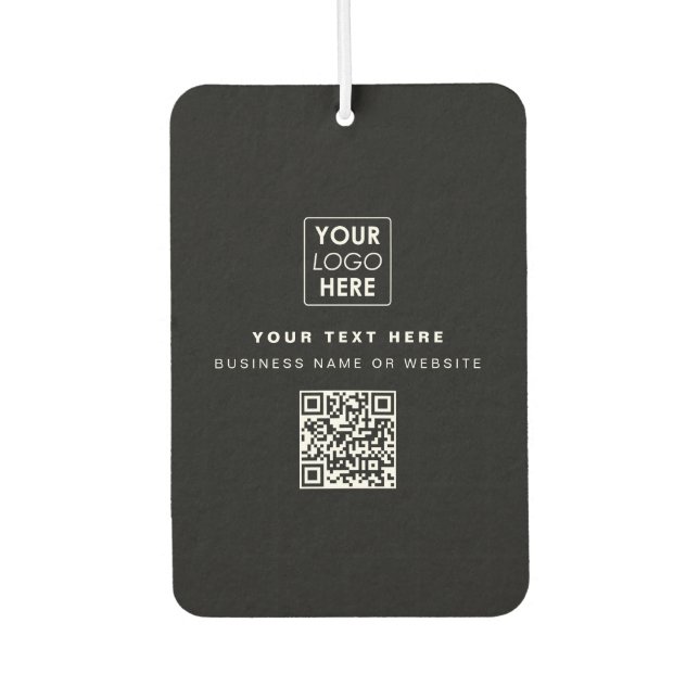 QR Code Business Logo Modern Business Black Air Freshener (Front)