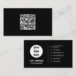 QR Code Business Logo Modern Minimal Card