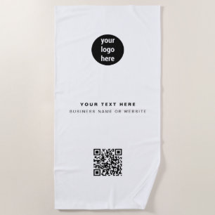 QR Code Business Logo Modern Minimalist Beach Towel