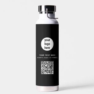 QR Code Business Logo Modern Minimalist Black Water Bottle