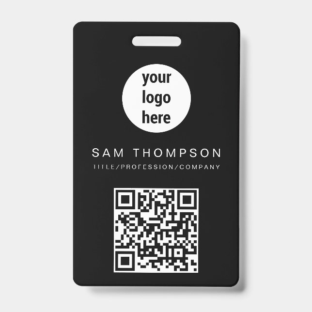 QR Code Business Logo Modern Minimalist  Business  Badge (Front)