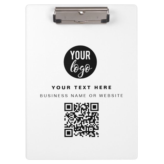 QR Code Business Logo Modern Minimalist Business  Clipboard (Front)