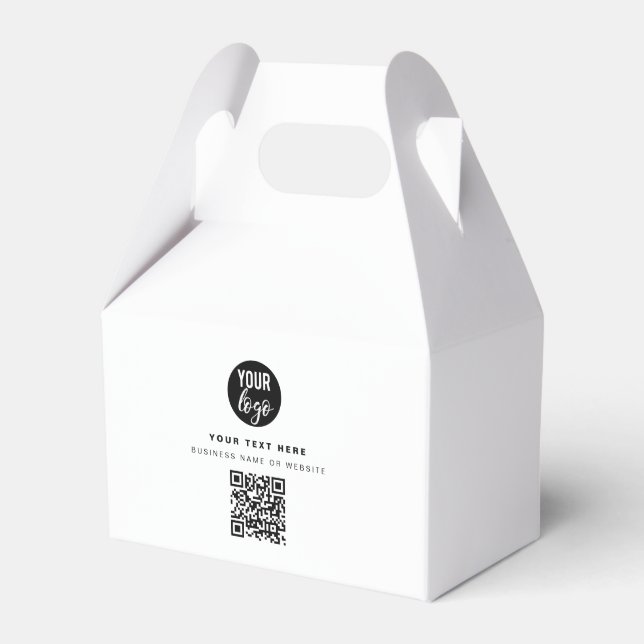 QR Code Business Logo Modern Minimalist Business  Favor Box (Front Side)