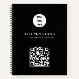 QR Code Business Logo Modern Minimalist Business  Notebook
