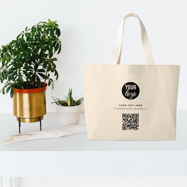 QR Code Business Logo Modern Minimalist   Large Tote Bag (Creator Uploaded)