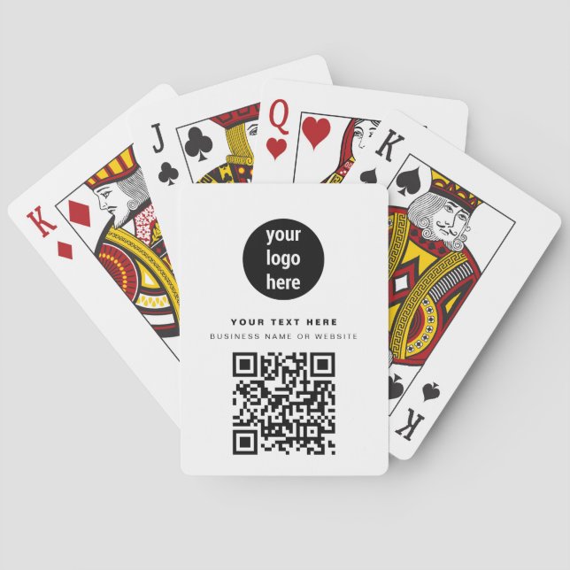 QR Code Business Logo Modern Minimalist White   Playing Cards (Back)