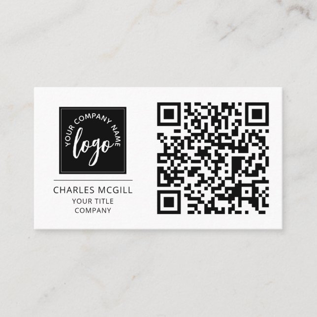 QR Code Business Logo | Modern Professional  Business Card (Front)