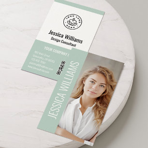 QR Code Business Logo Modern Professional Green Card