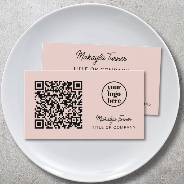 QR Code Business Logo Modern Professional Pink Card (Creator Uploaded)