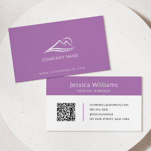 QR Code Business Logo Modern Professional Purple Card