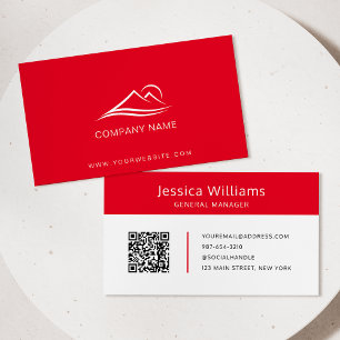 QR Code Business Logo Modern Professional Red Card