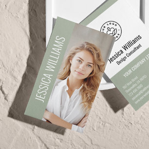 QR Code Business Logo Modern Professional Sage Card