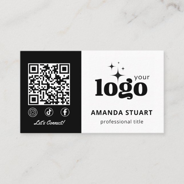 QR Code Business Logo Modern Professional Template Card (Front)