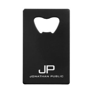 QR Code Business Logo Monogram Name Template Credit Card Bottle Opener