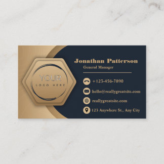 QR Code Business Logo | Navy Modern Professional Business Card