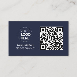 QR Code Business Logo   Navy Modern Professional Card