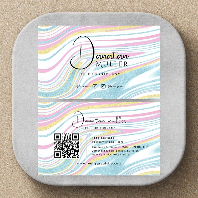 QR Code Business Logo opal stone Card (Creator Uploaded)