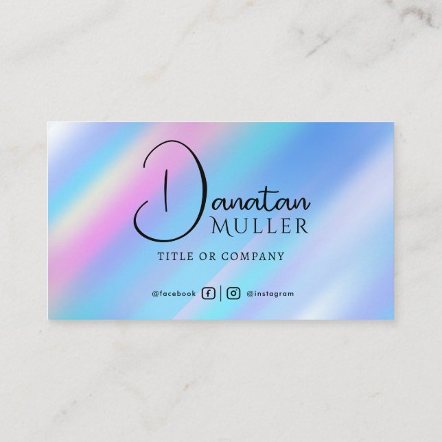 QR Code Business Logo opal stone Card (Back)