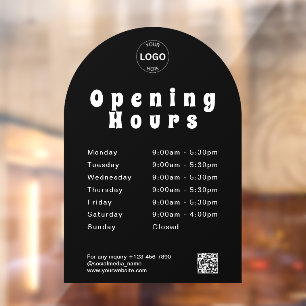 Qr Code Business Logo Opening Times Hours Window Cling
