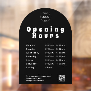 Qr Code Business Logo Opening Times Hours  Window Window Cling