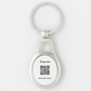 QR Code Business Logo Professional Black Keychain