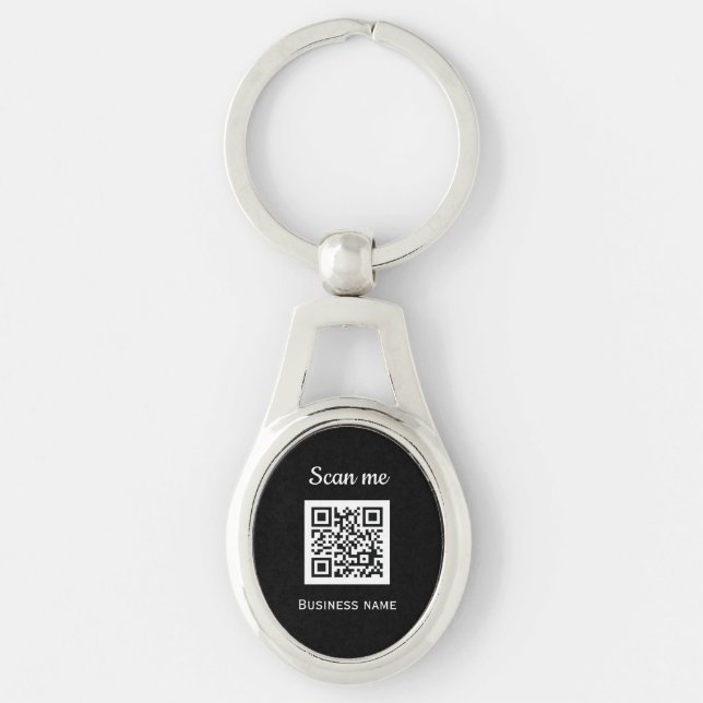 QR Code Business Logo Professional  Black Keychain (Front)
