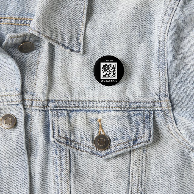 QR Code Business Logo Professional Black Modern 1 Inch Round Button (In Situ)