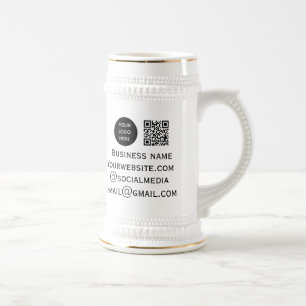 QR Code Business Logo Professional Black Modern Beer Stein